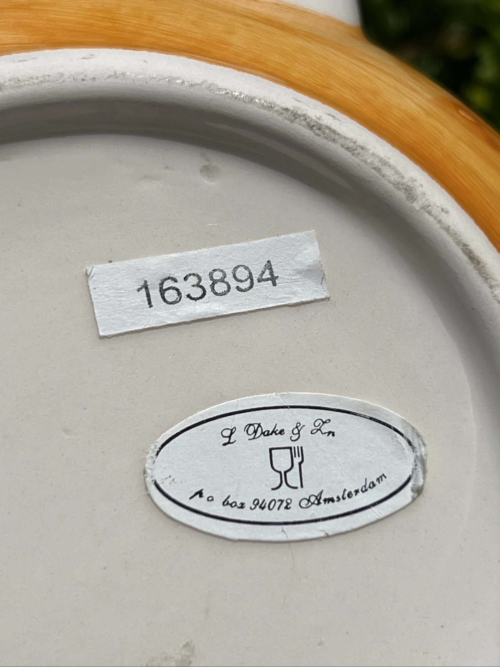 🫒 Vintage keramische theepot L. Dake & Zn Amsterdam geel met olijven decor – photo 14